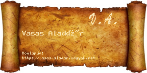 Vasas Aladár névjegykártya